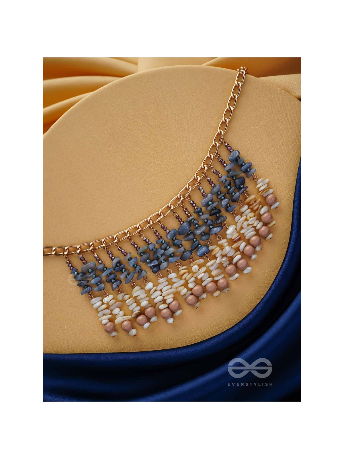 Pyaana - Dive Into Delights - Golden Embellished Statement Neckpiece With Anti-Tarnish Coating 