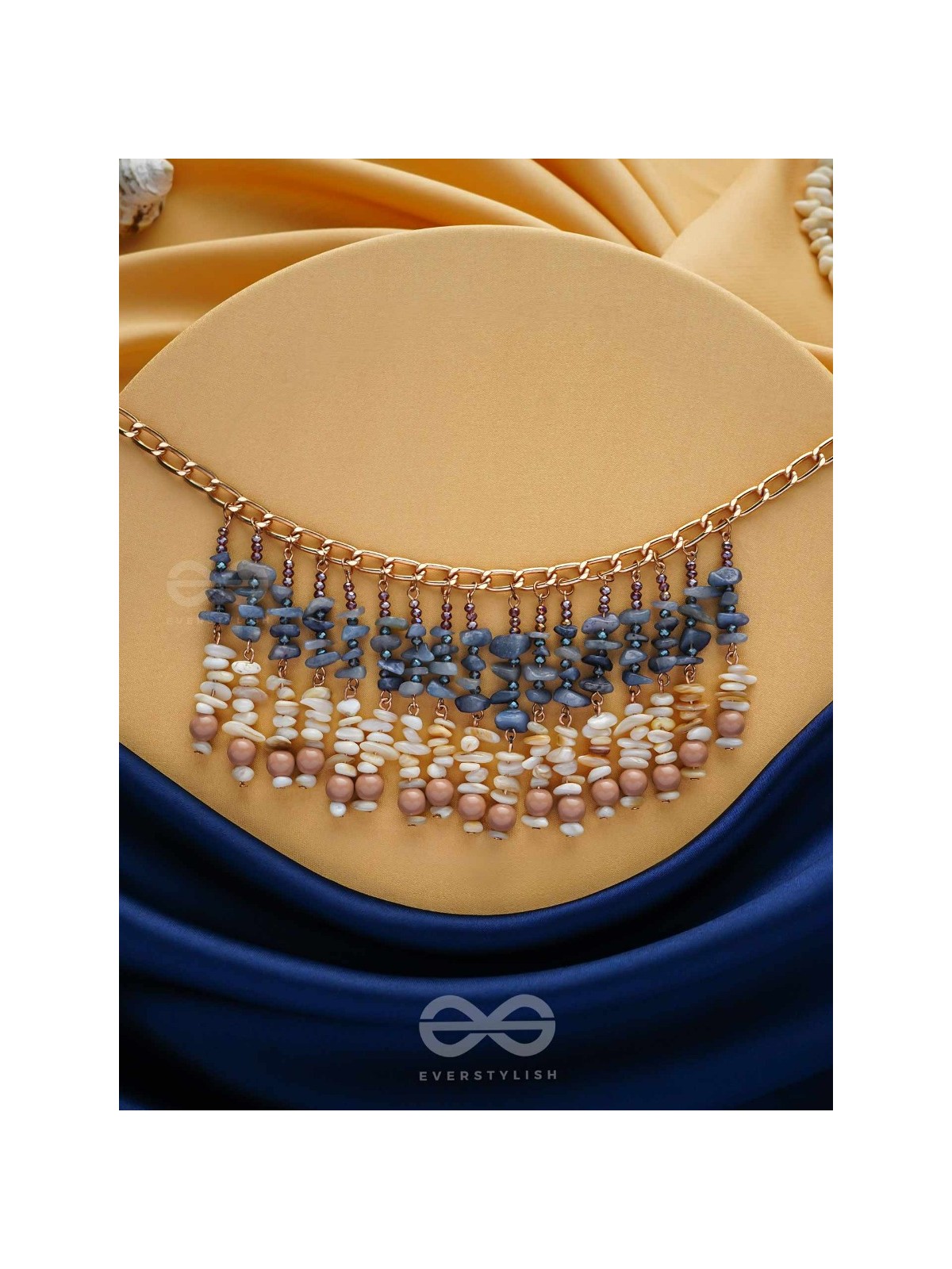 Pyaana - Dive Into Delights - Golden Embellished Statement Neckpiece With Anti-Tarnish Coating 