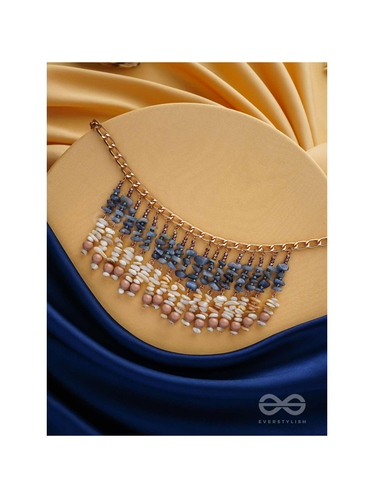 Pyaana - Dive Into Delights - Golden Embellished Statement Neckpiece With Anti-Tarnish Coating 