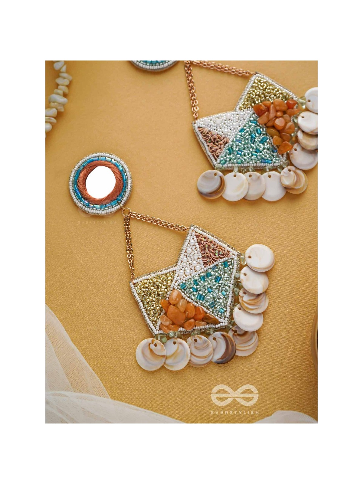 ANVESAKA - THE TREASURE SEEKER - STONES, BEADS, SEQUINS AND MIRROR EMBROIDERED EARRINGS