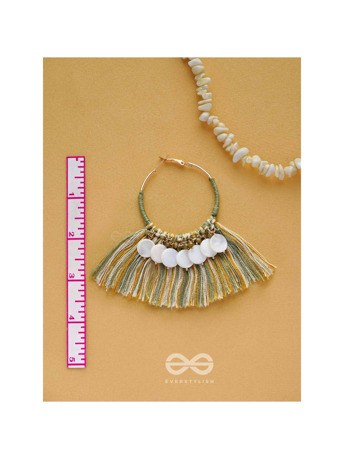 TATRABHAVA - THE COASTAL CARNIVALS - BEADS AND COTTON THREADS EMBROIDERED HOOP EARRINGS