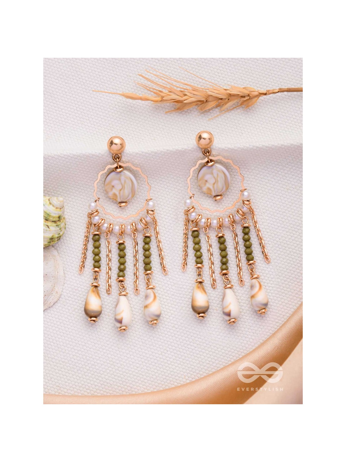 SEASHORE FERN FRINGE - GOLDEN DROP EARRINGS