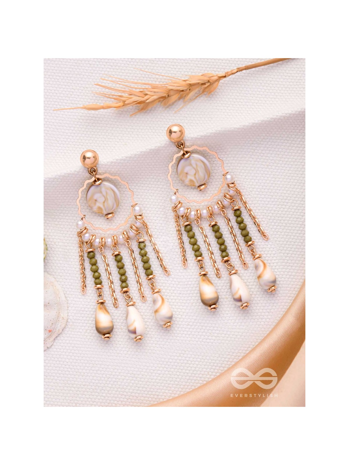 SEASHORE FERN FRINGE - GOLDEN DROP EARRINGS