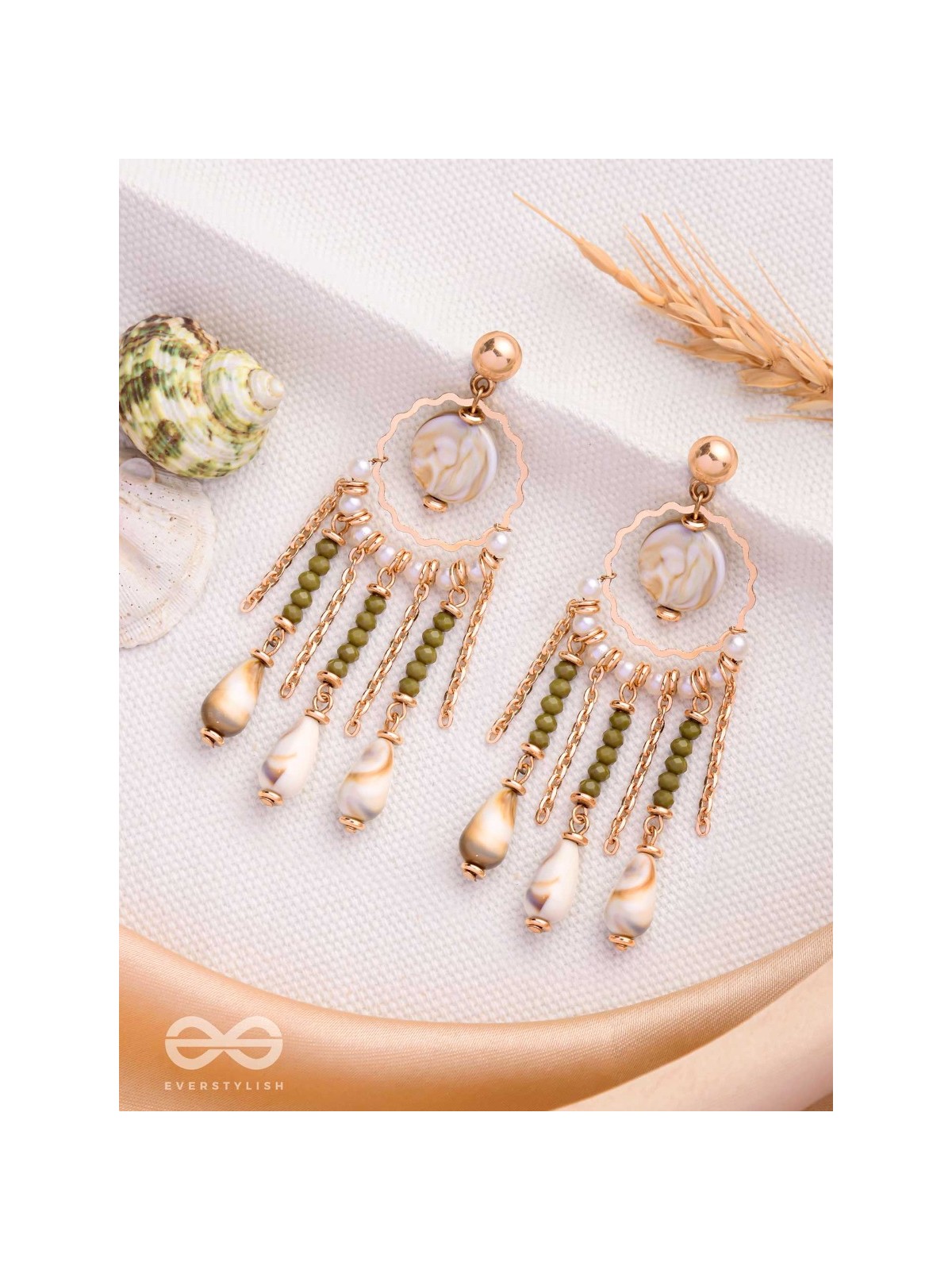SEASHORE FERN FRINGE - GOLDEN DROP EARRINGS