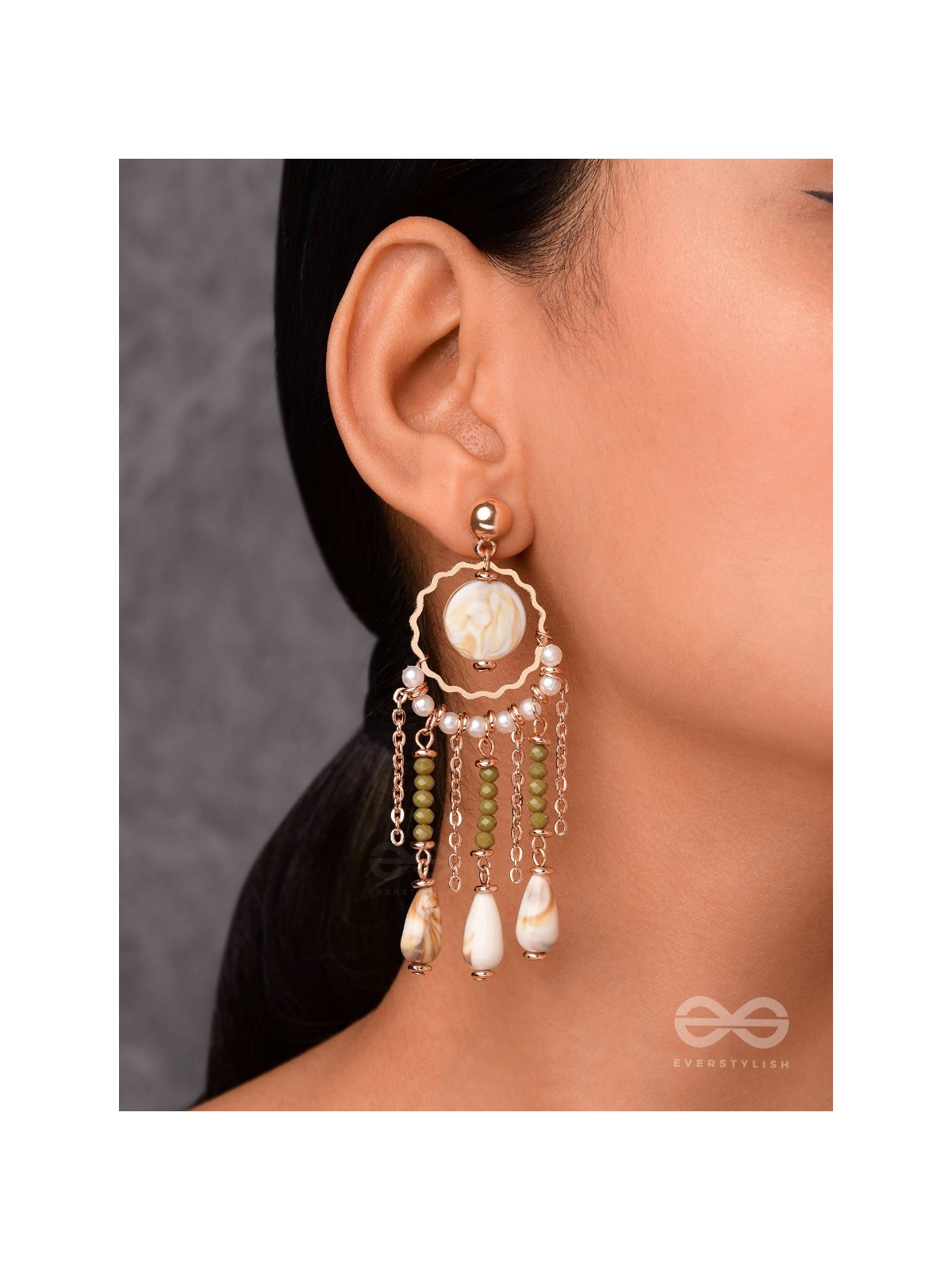 SEASHORE FERN FRINGE - GOLDEN DROP EARRINGS