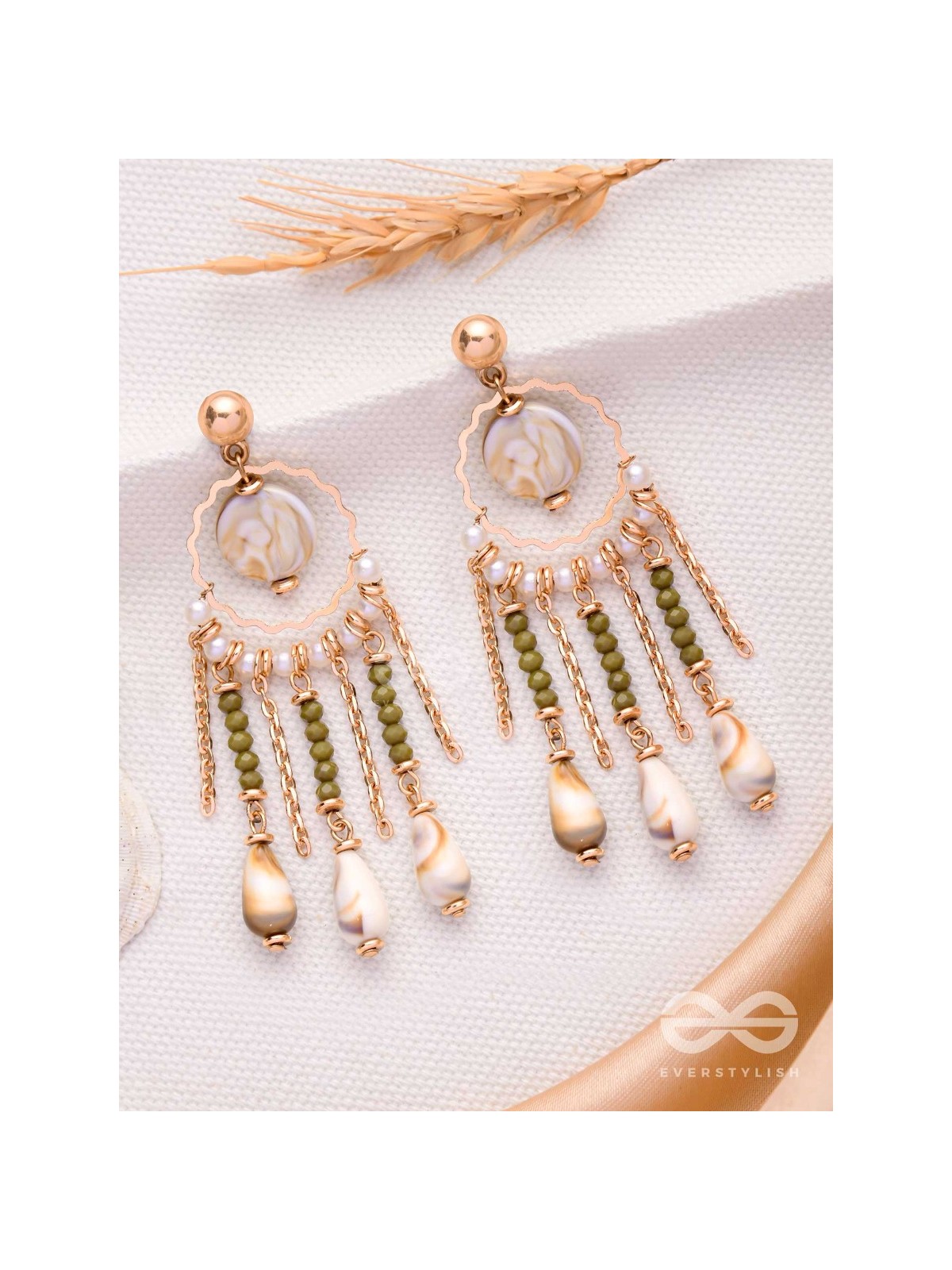 SEASHORE FERN FRINGE - GOLDEN DROP EARRINGS