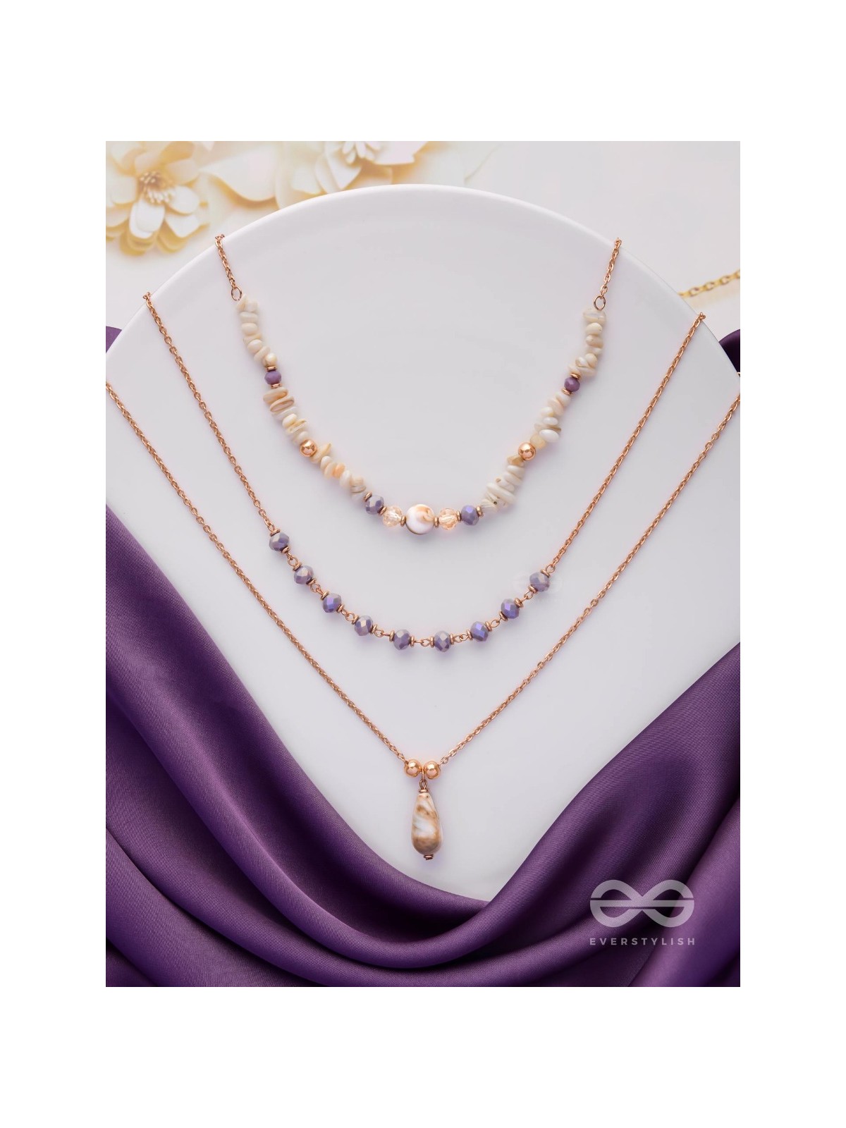 The Lavender Meadows - Casual Multilayered Neckpiece With Anti-Tarnish Coating 