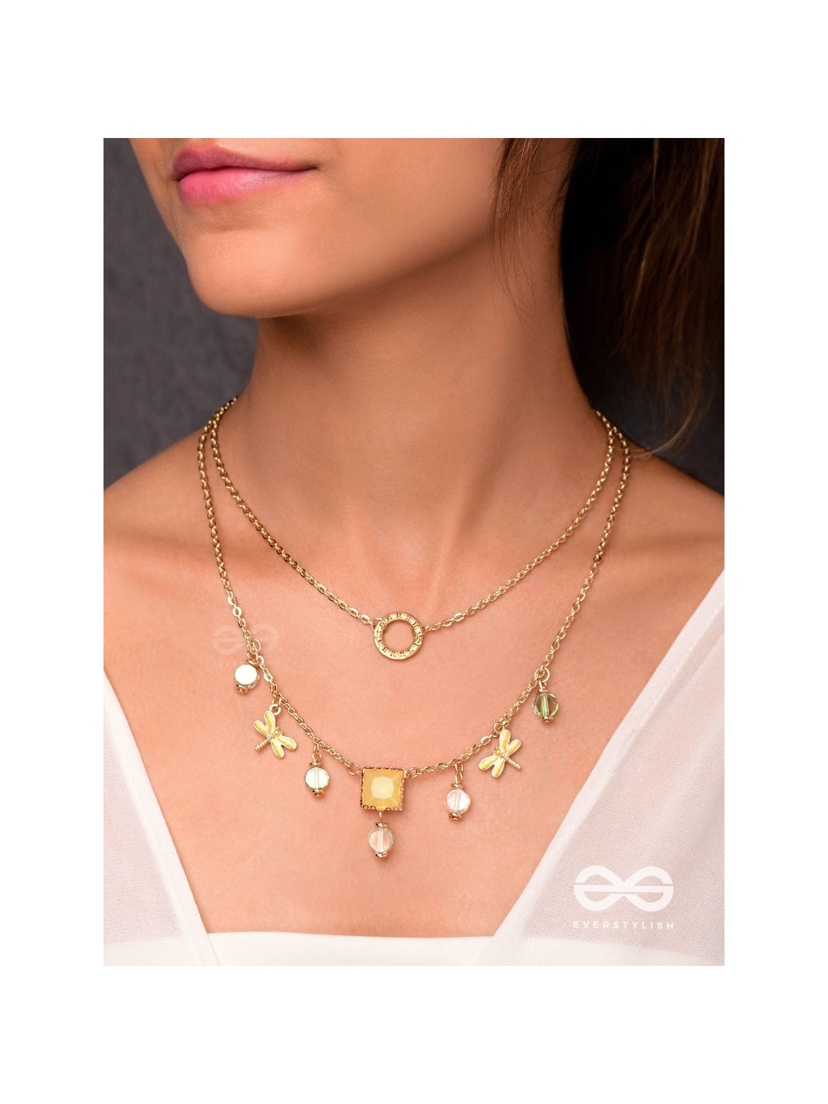 The Dragonfly's Home - Casual Multilayered Neckpiece With Anti-Tarnish Coating 