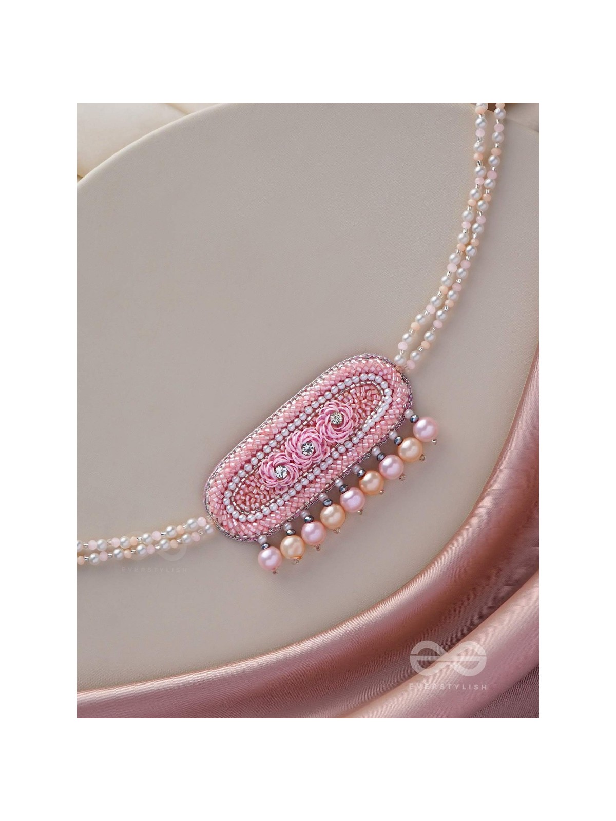 SASHRILKA - SPLENDIDLY CHARMING - SEQUINS, CUT DANA AND PEARL EMBROIDERED NECKPIECE