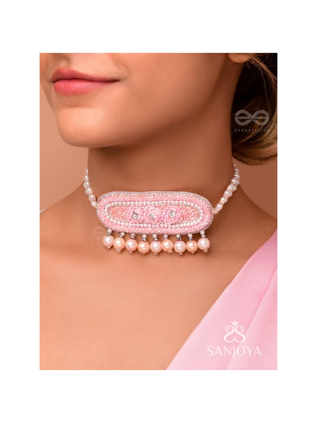 SASHRILKA - SPLENDIDLY CHARMING - SEQUINS, CUT DANA AND PEARL EMBROIDERED NECKPIECE