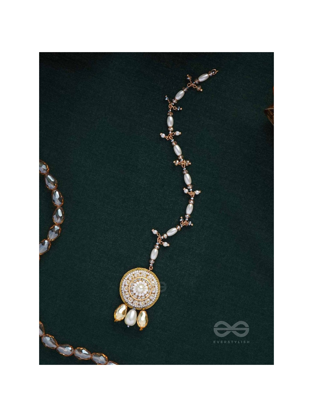 AATIPIYA - A SUNNY PARADISE - PEARLS AND GLASS BEADS EMBROIDERED MAANGTIKA