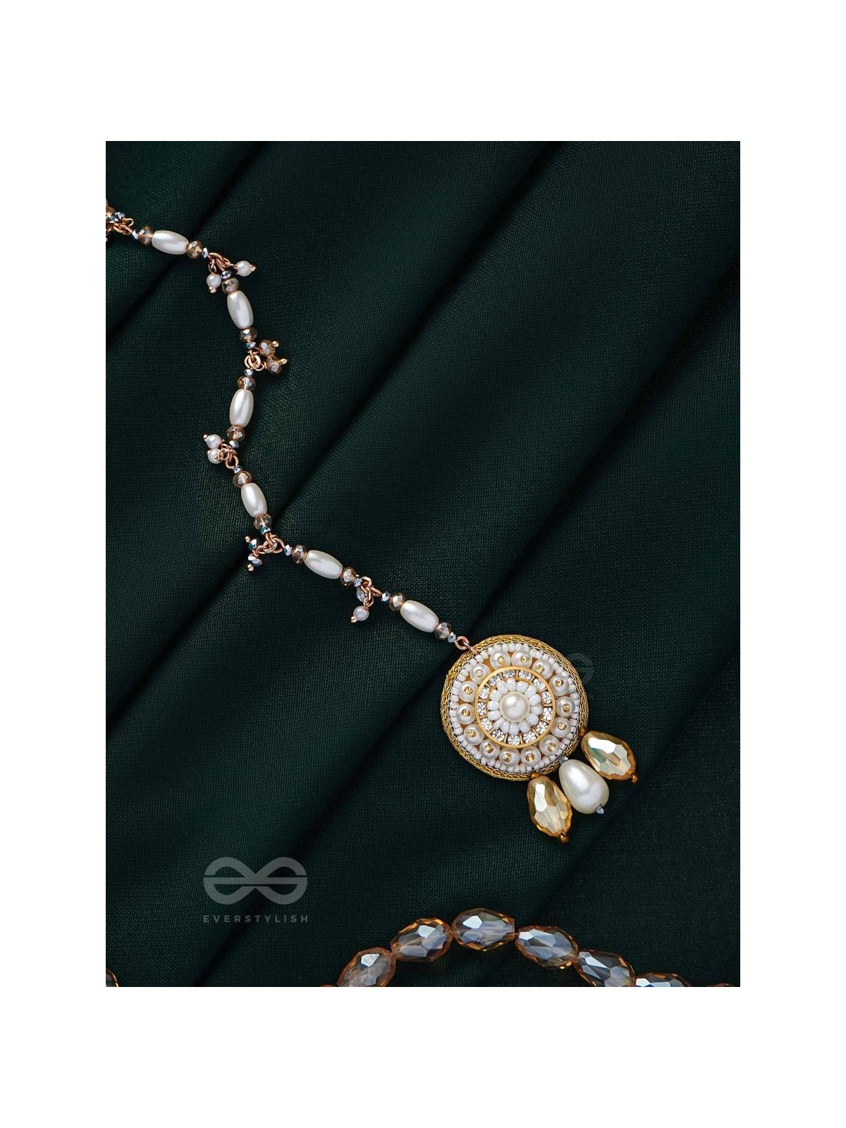 AATIPIYA - A SUNNY PARADISE - PEARLS AND GLASS BEADS EMBROIDERED MAANGTIKA