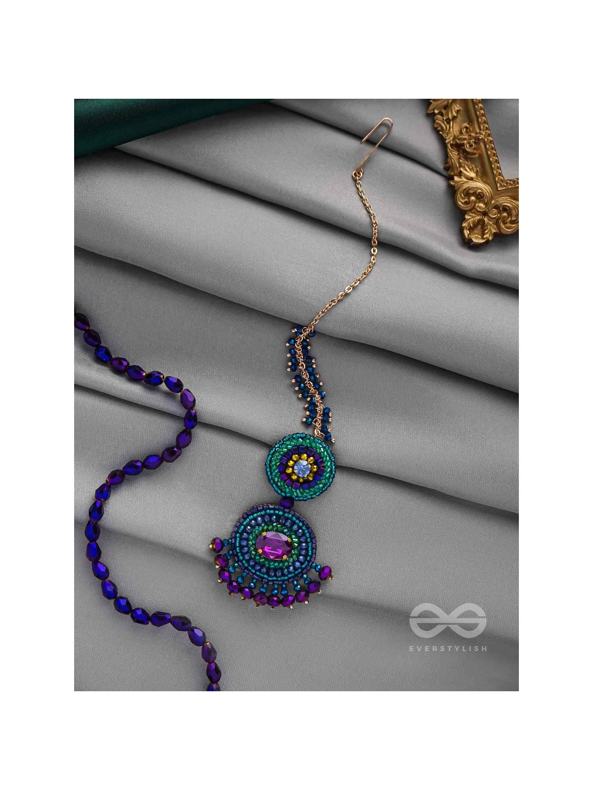 PRISHNI - THE STARRY SKY - STONES AND BEADS EMBROIDERED MAANGTIKA