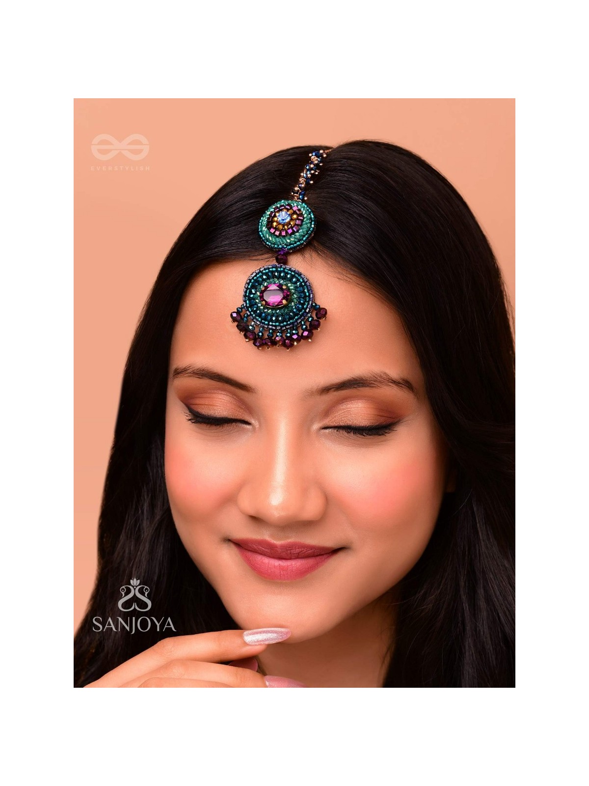 PRISHNI - THE STARRY SKY - STONES AND BEADS EMBROIDERED MAANGTIKA