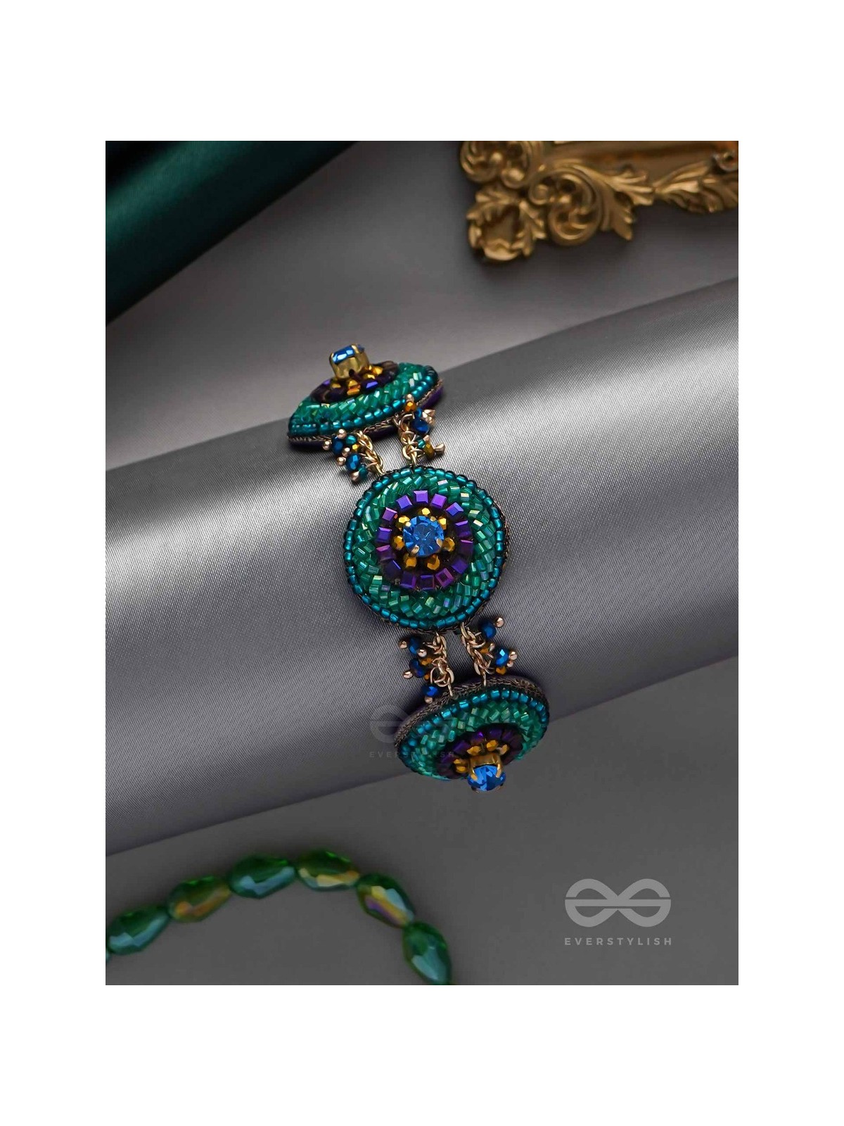 SUBRAJA - BRILLIANTLY RADIANT - BEADS, STONE AND CUTDANA EMBROIDERED BRACELET