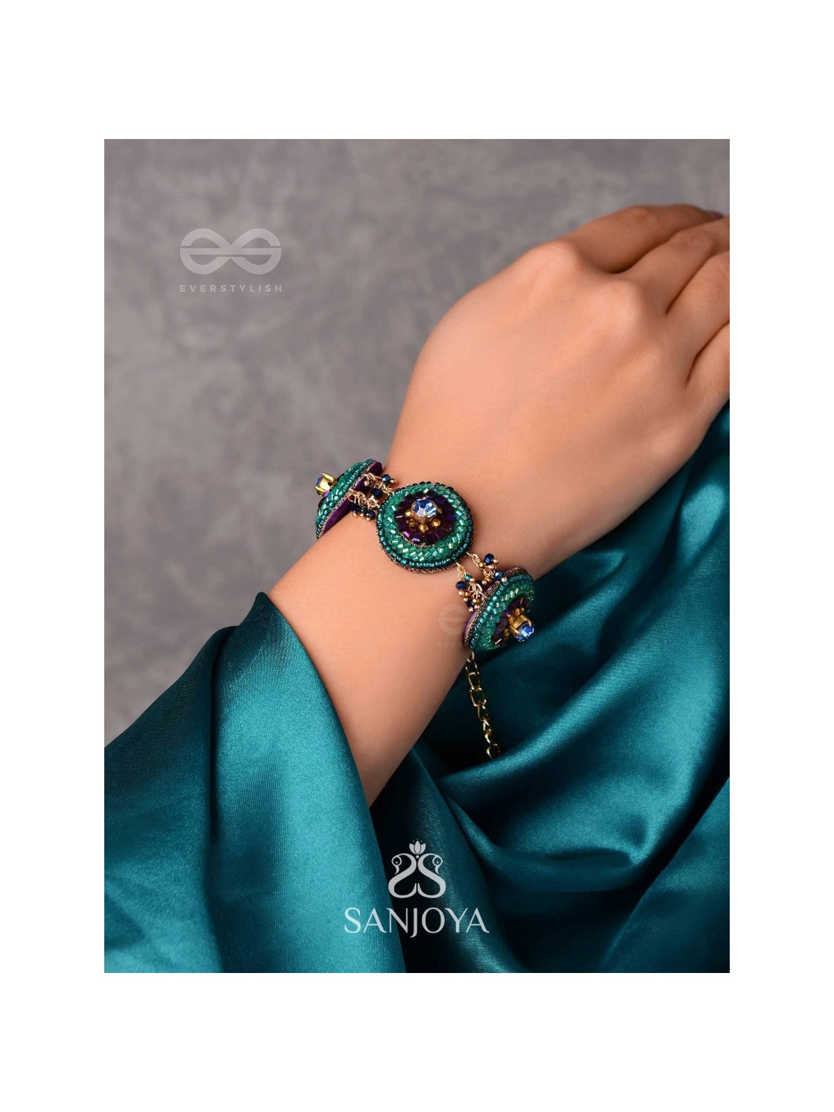 SUBRAJA - BRILLIANTLY RADIANT - BEADS, STONE AND CUTDANA EMBROIDERED BRACELET