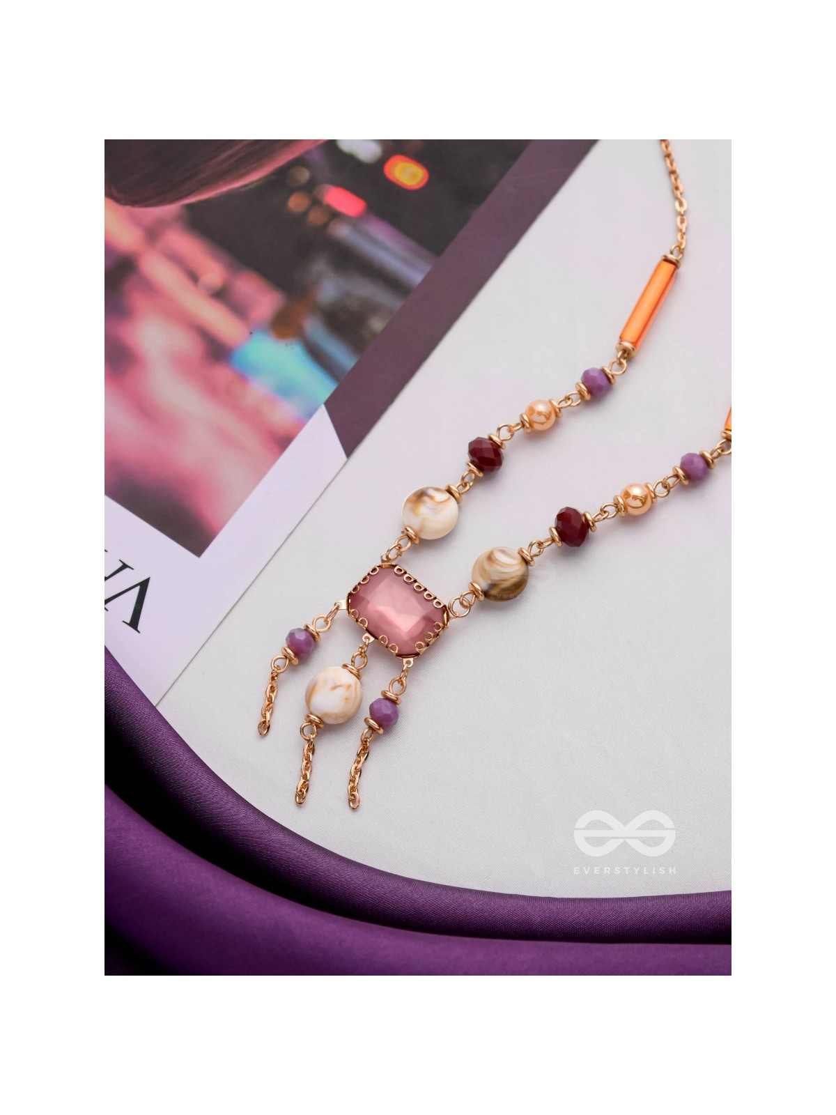 The Gem Carnivals - Multicolored Statement Neckpiece With Anti-Tarnish Coating 