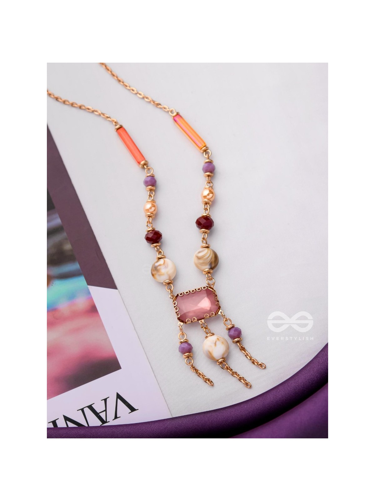 The Gem Carnivals - Multicolored Statement Neckpiece With Anti-Tarnish Coating 