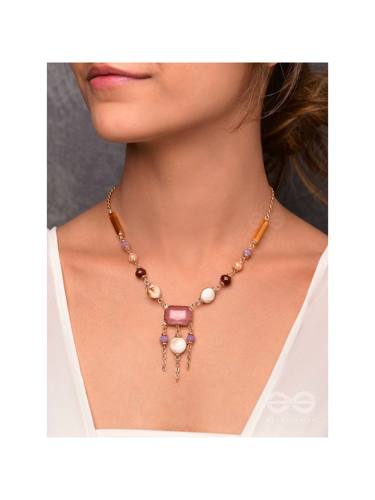 The Gem Carnivals - Multicolored Statement Neckpiece With Anti-Tarnish Coating 