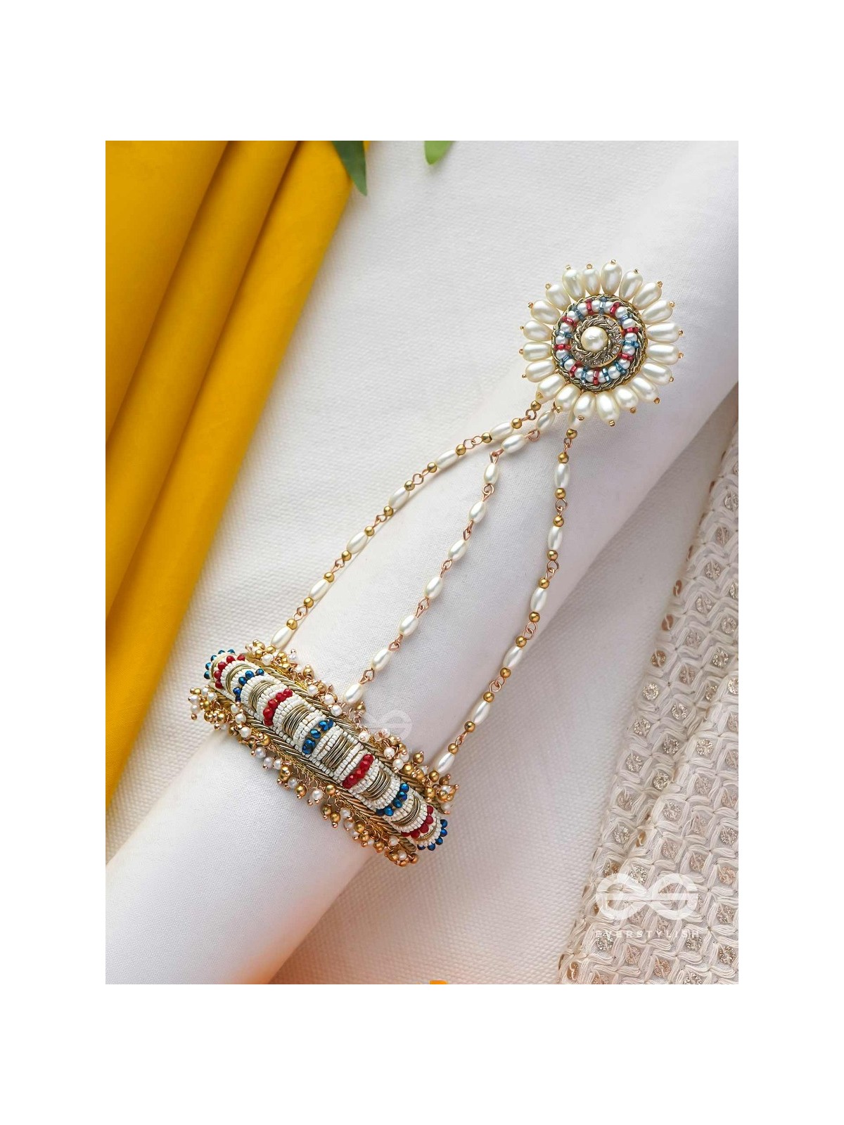 Shukti - Source Of Pearls - Beads, Cutdana And Pearls Hand Embroidered Haathphool