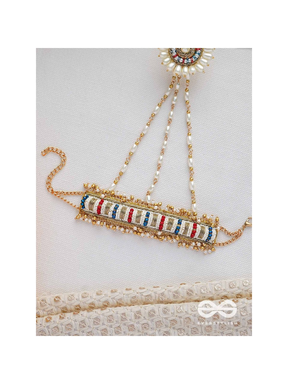 Shukti - Source Of Pearls - Beads, Cutdana And Pearls Hand Embroidered Haathphool