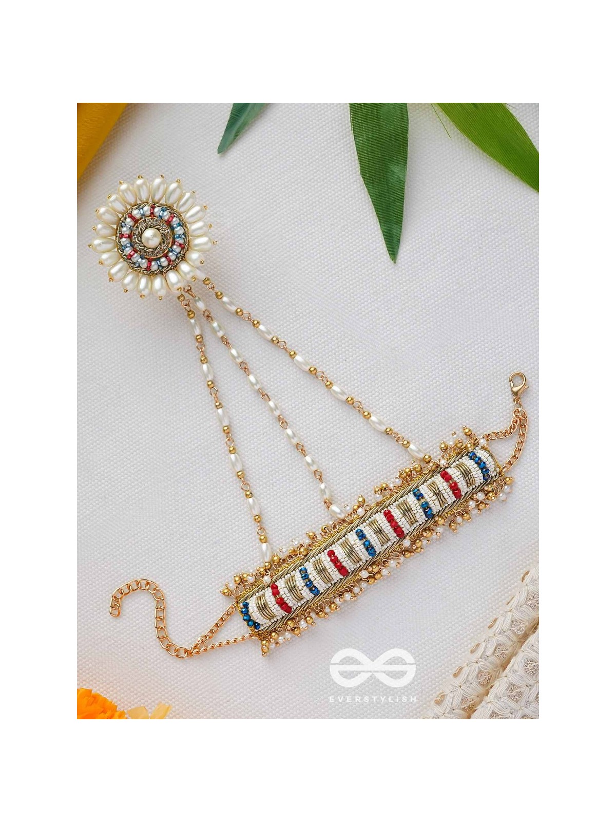 Shukti - Source Of Pearls - Beads, Cutdana And Pearls Hand Embroidered Haathphool