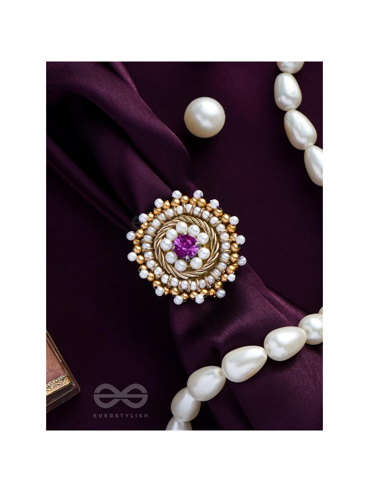 Kimbila - A Sweet Bud - Beads, Dabka And Stone Hand Embroidered Ring