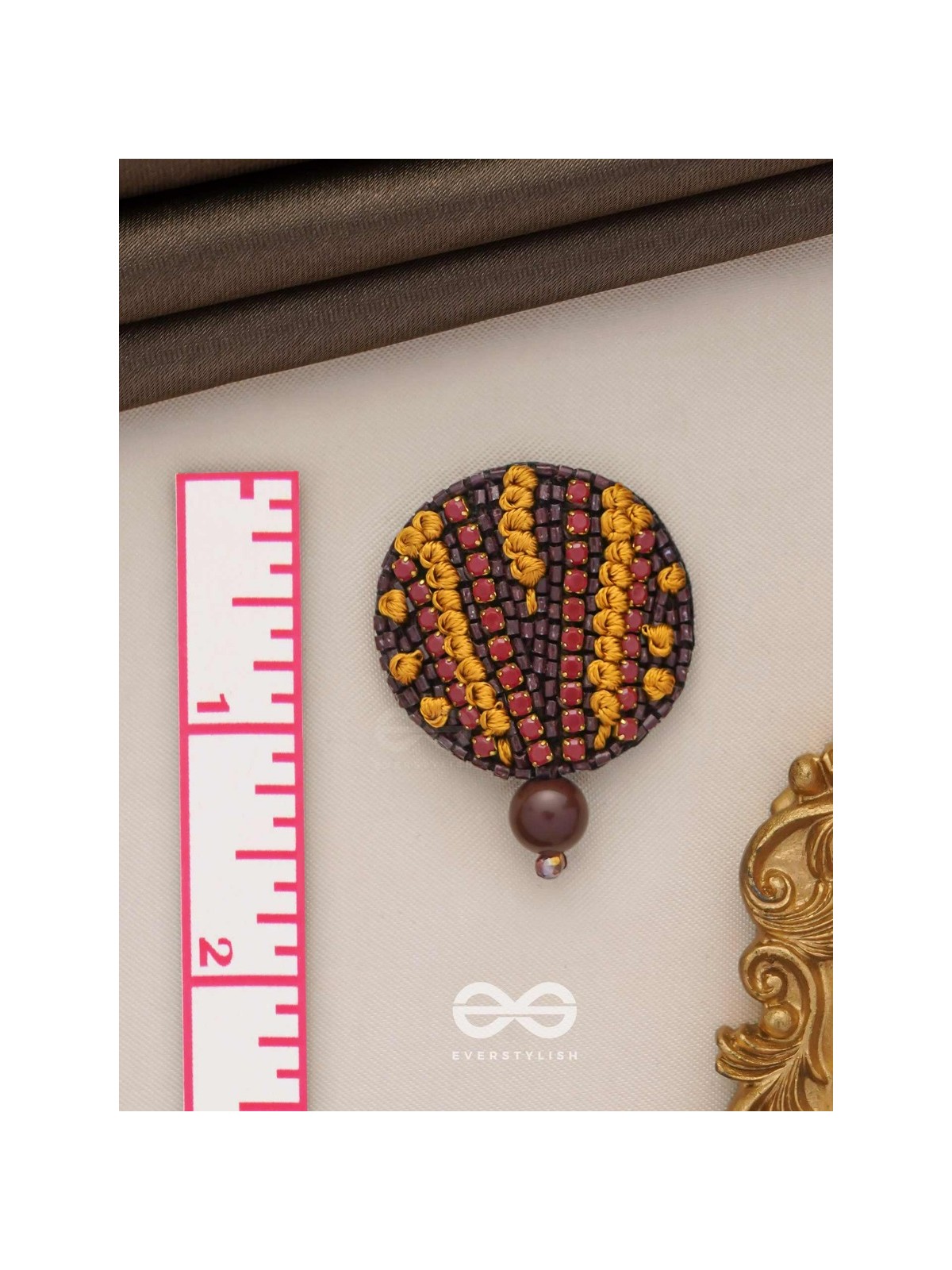 Mrdu - The Soft Nuance - Resham And Cutdana Hand Embroidered Earrings (Brown)