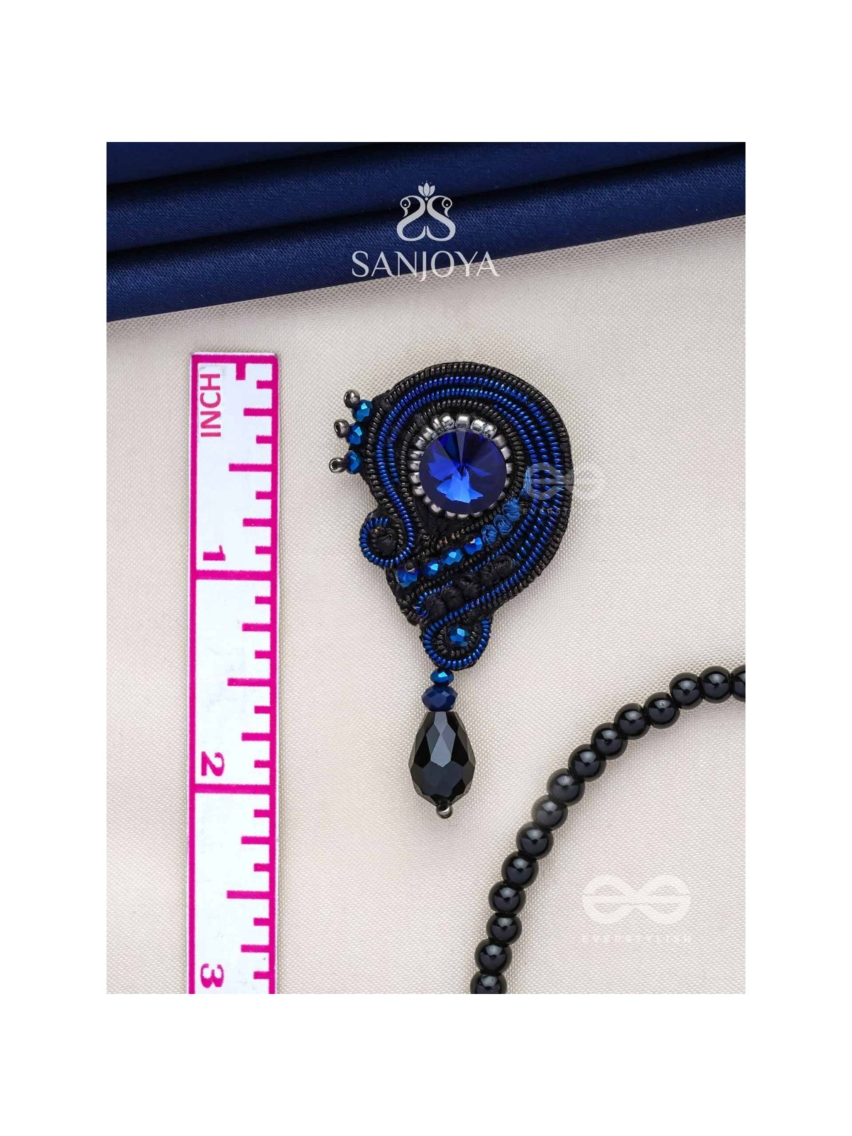 ULLAMBHA - THE GRACEFUL CASCADE - BEADS, STONE AND GLASS DROP EMBROIDERED EARRINGS