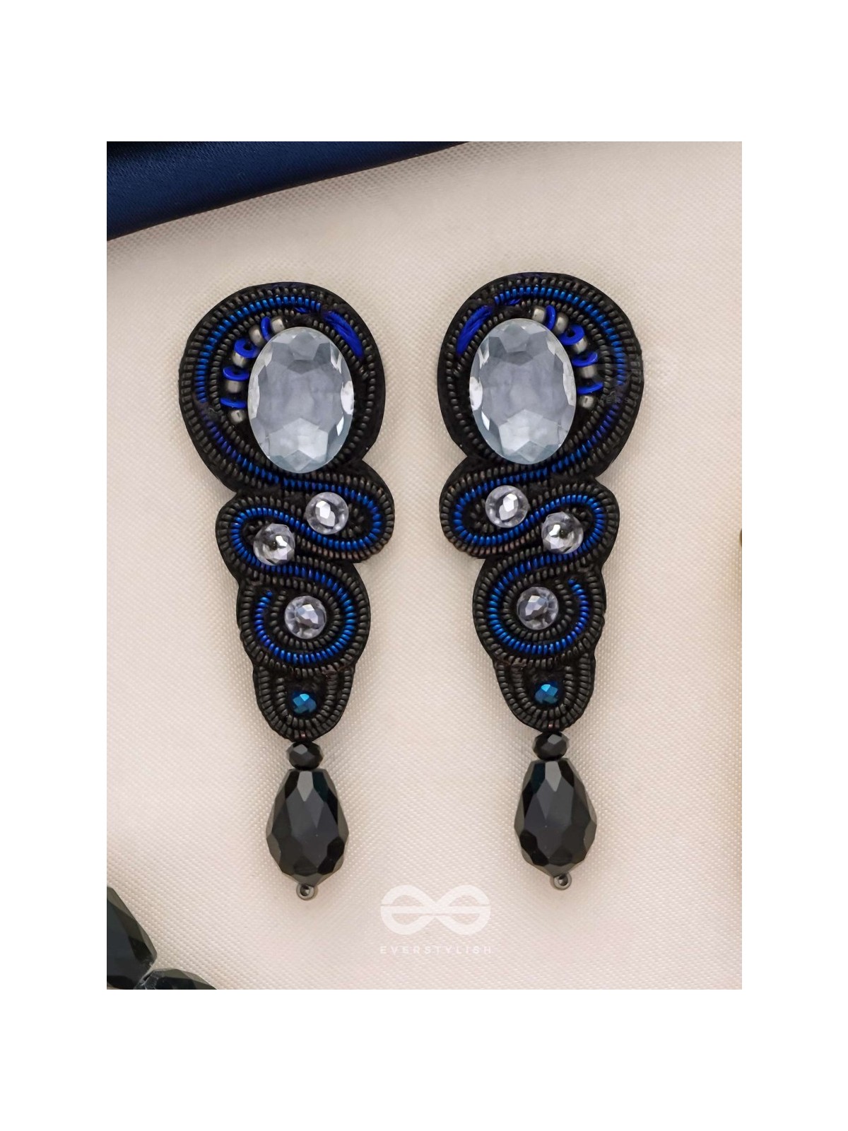 Vartulya - The Curvaceous Beauty - Stone, Beads And Sequins Hand Embroidered Earrings