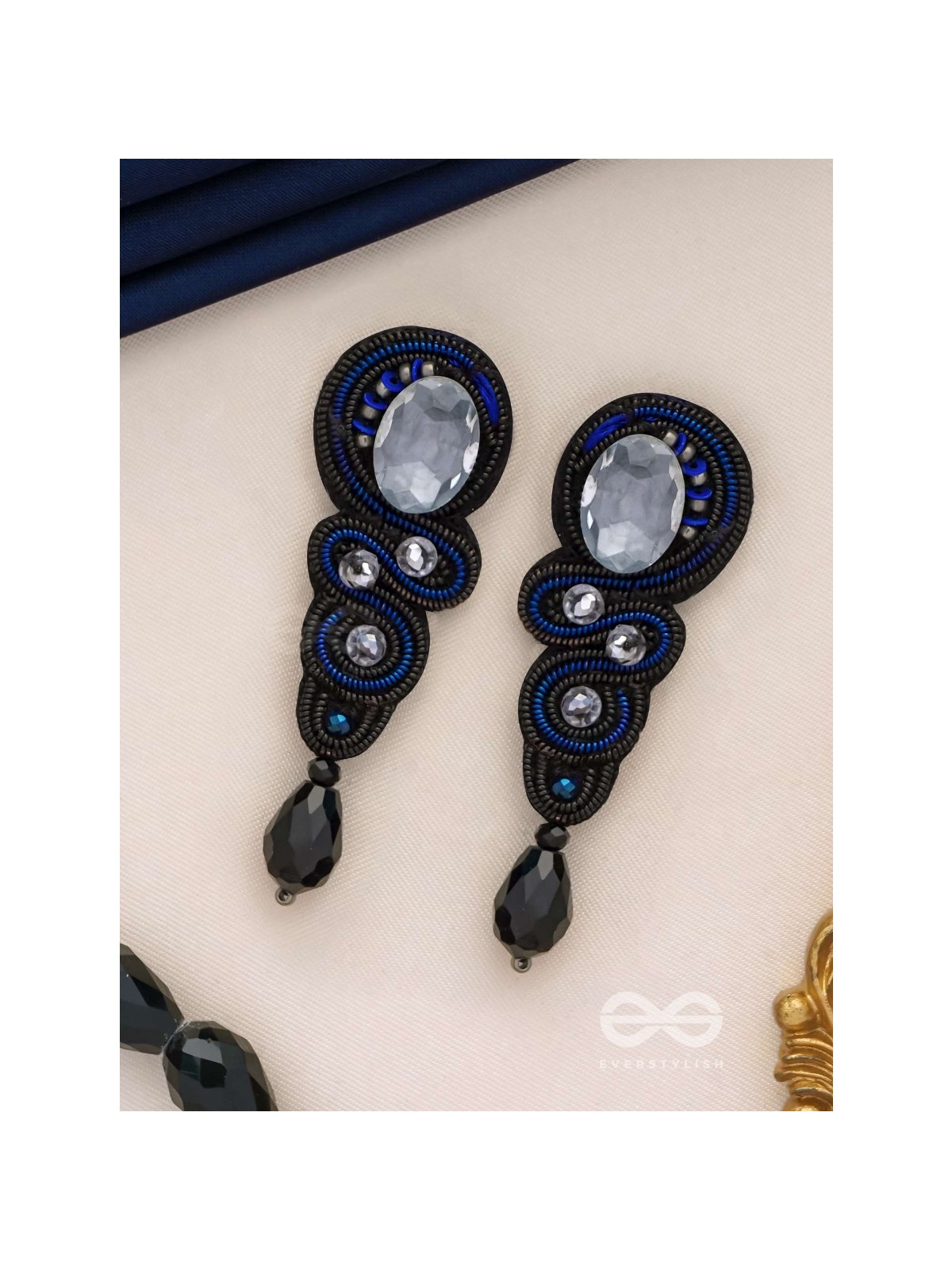 Vartulya - The Curvaceous Beauty - Stone, Beads And Sequins Hand Embroidered Earrings