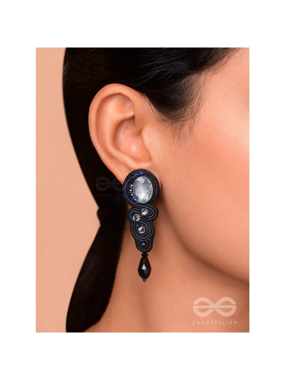 Vartulya - The Curvaceous Beauty - Stone, Beads And Sequins Hand Embroidered Earrings