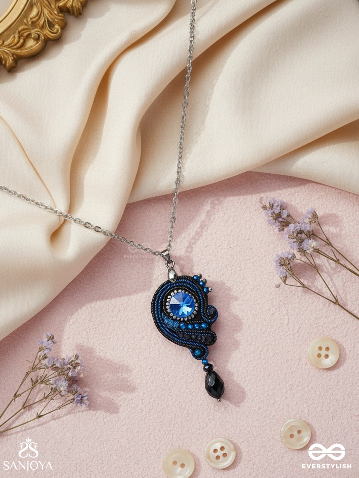 AALINDI - BLISS OF PEACE -BEADS AND SEQUINS EMBROIDERED NECKPIECE