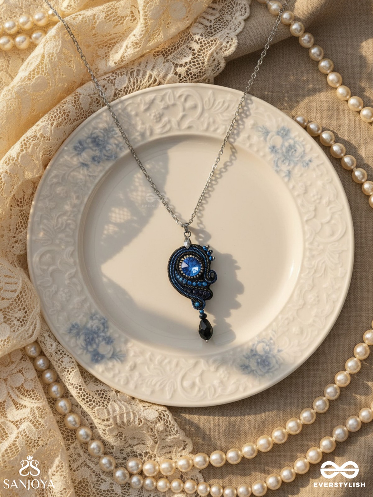 AALINDI - BLISS OF PEACE -BEADS AND SEQUINS EMBROIDERED NECKPIECE