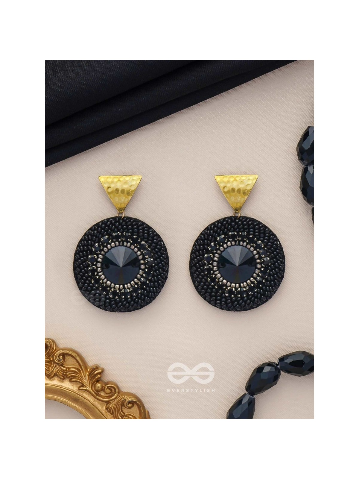 RATNARATRI - GEM STUDDED NIGHT - BEADS AND STONE EMBROIDERED EARRINGS