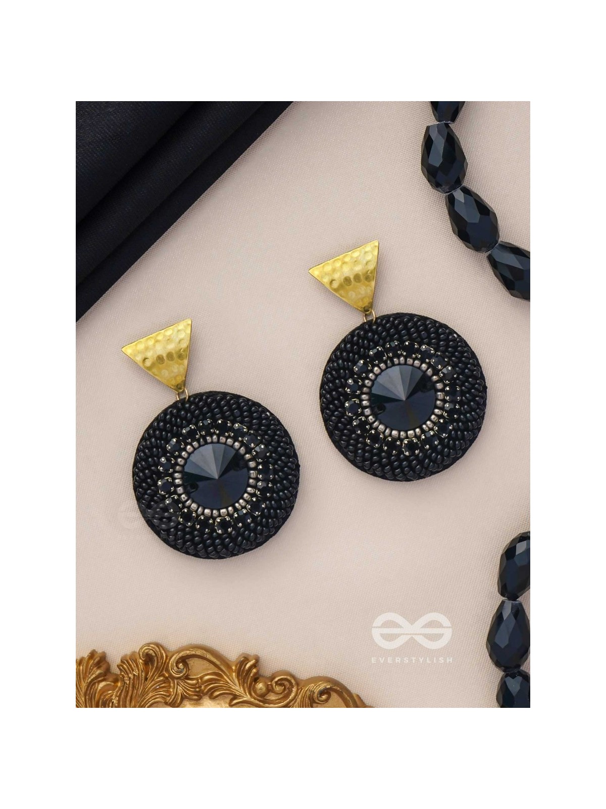 RATNARATRI - GEM STUDDED NIGHT - BEADS AND STONE EMBROIDERED EARRINGS