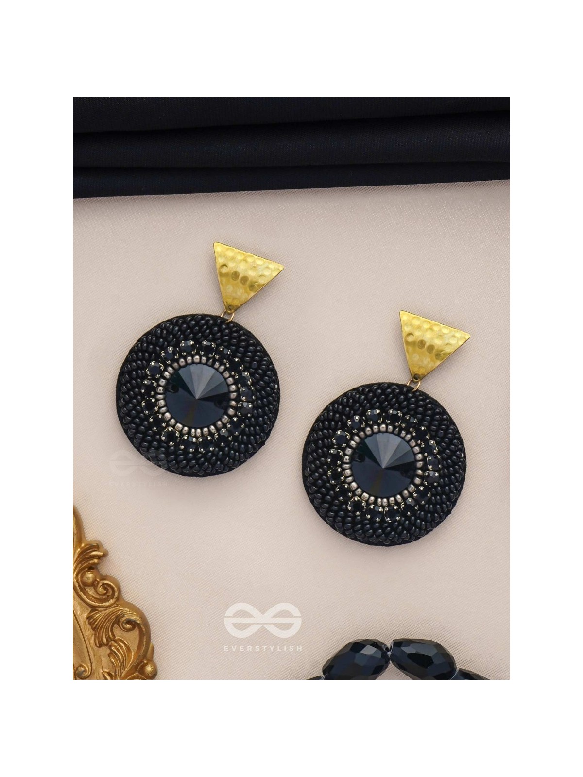 RATNARATRI - GEM STUDDED NIGHT - BEADS AND STONE EMBROIDERED EARRINGS
