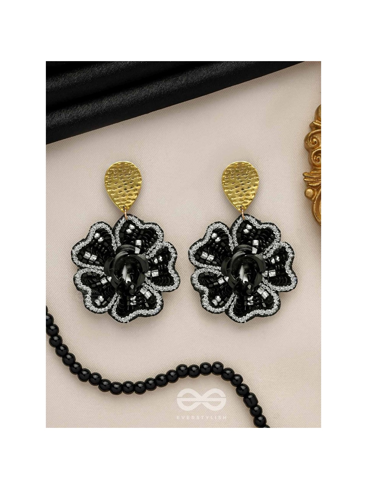 AABHAT - IN FULL BLOOM - SEQUINS AND BEADS EMBROIDERED EARRINGS