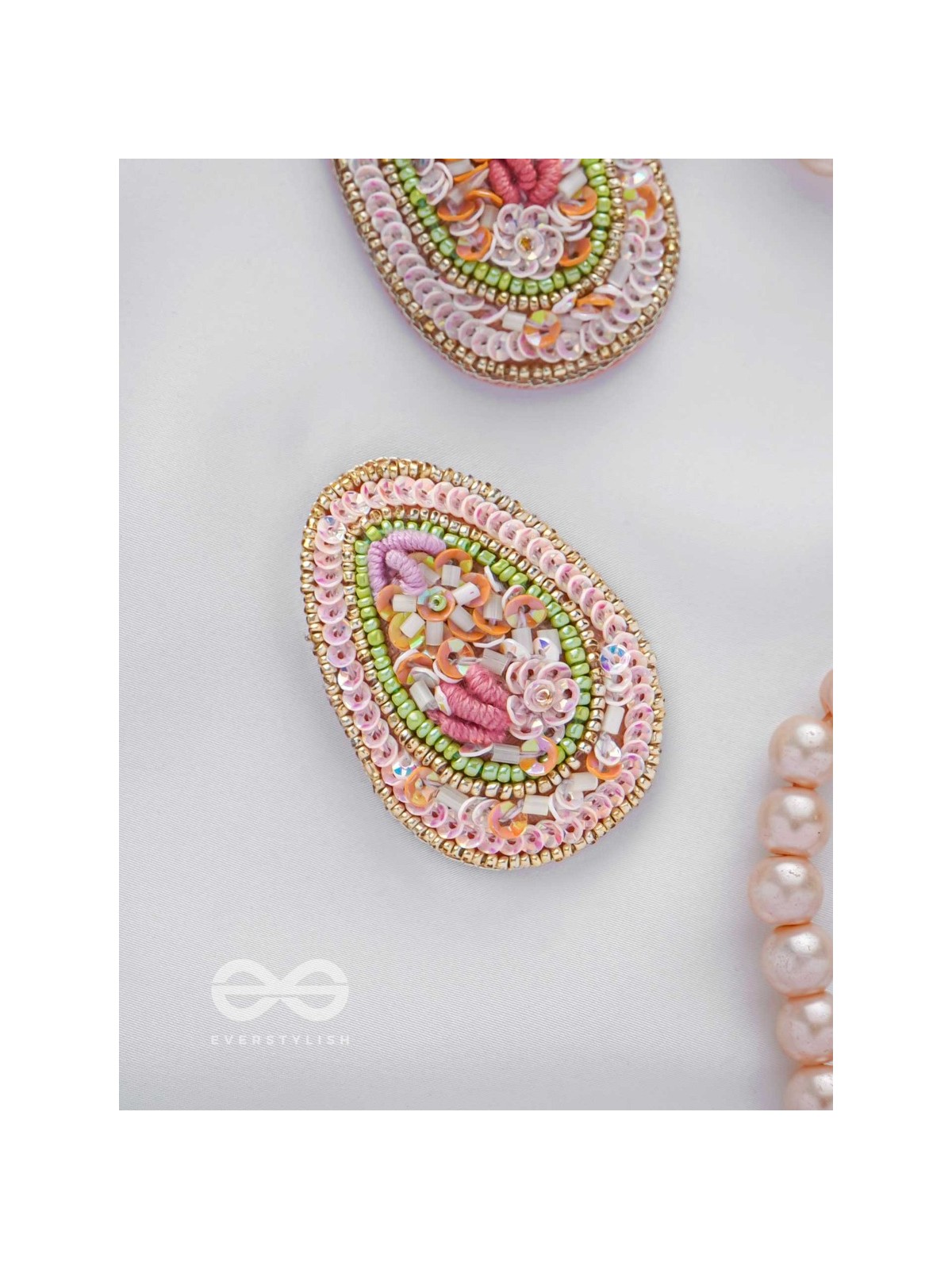 Abhra - The Clouded Glamour - Sequins, Resham And Beads Hand Embroidered Earrings