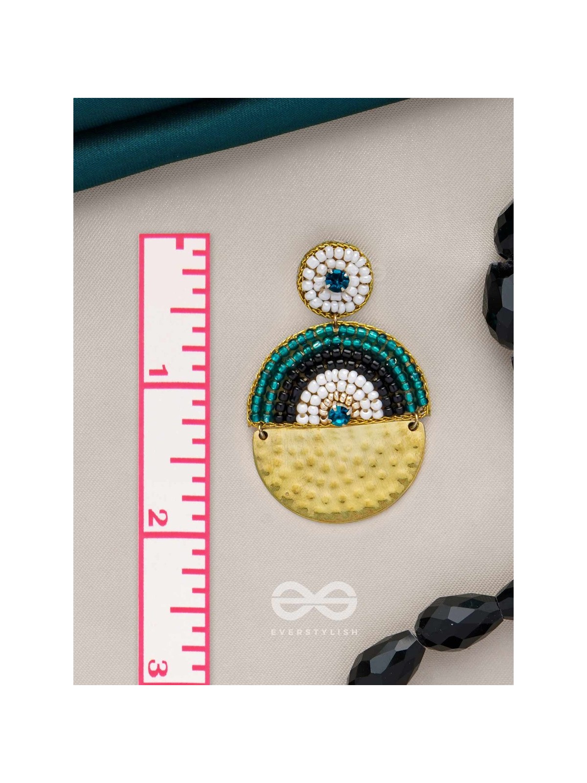 KANIKAVACHA - THE TINY SHIELD - BEADS AND STONE EMBROIDERED EARRINGS