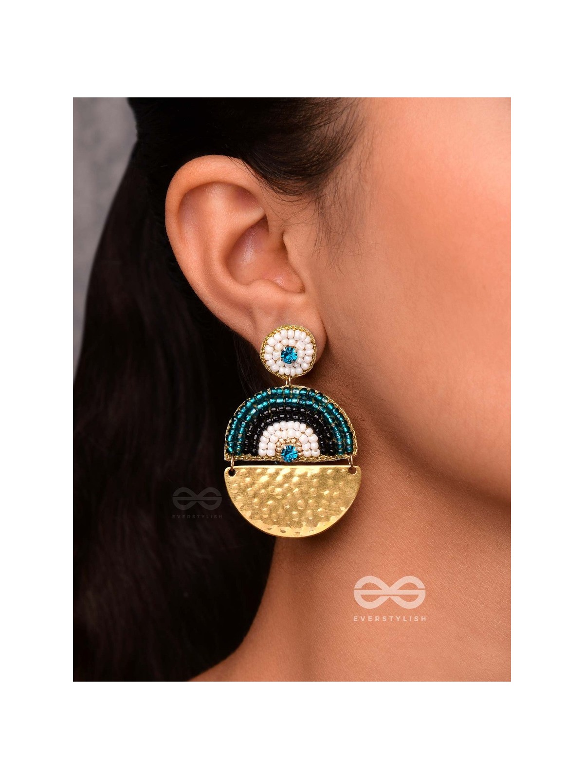 KANIKAVACHA - THE TINY SHIELD - BEADS AND STONE EMBROIDERED EARRINGS