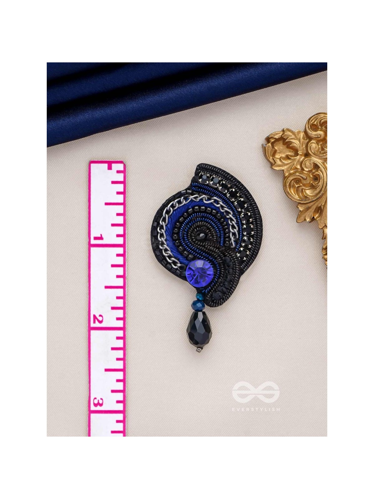 ASULABHA - TREASURE BEYOND REACH - BEADS, STONE AND GLASS DROP EMBROIDERED EARRINGS