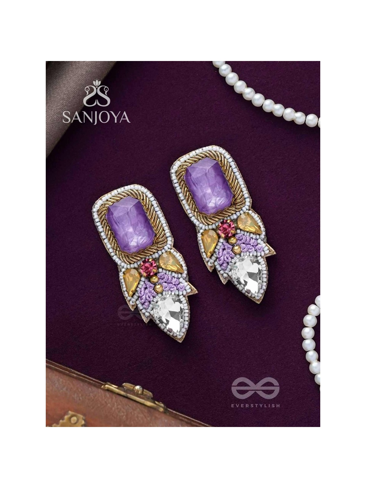 VIYATI - THE DEVIANT UNIQUENESS - STONES AND BEADS EMBROIDERED EARRINGS