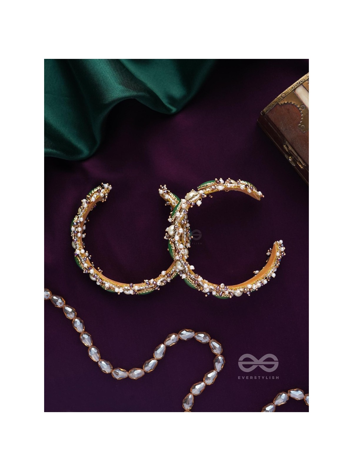 PARIVAHA - A ROYAL TREASURE - STONE AND BEADS EMBROIDERED BANGLES (SET OF 2)