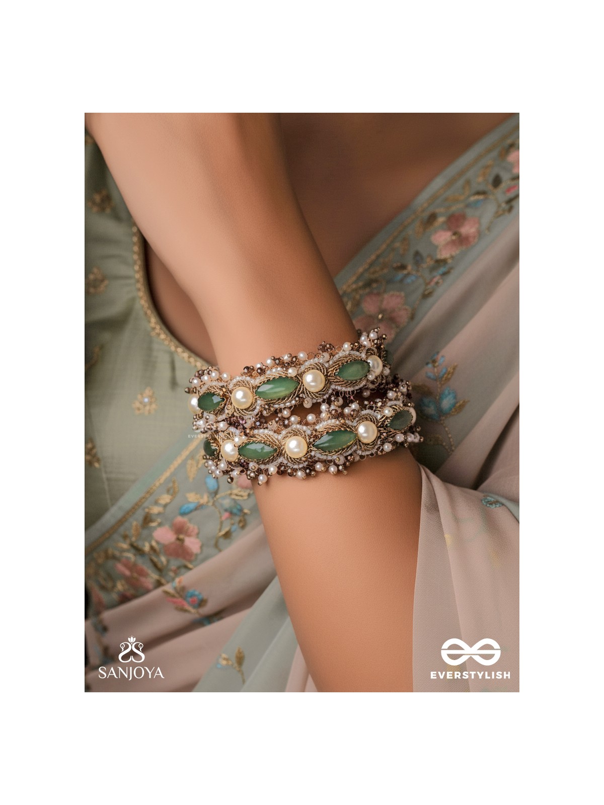 PARIVAHA - A ROYAL TREASURE - STONE AND BEADS EMBROIDERED BANGLES (SET OF 2)