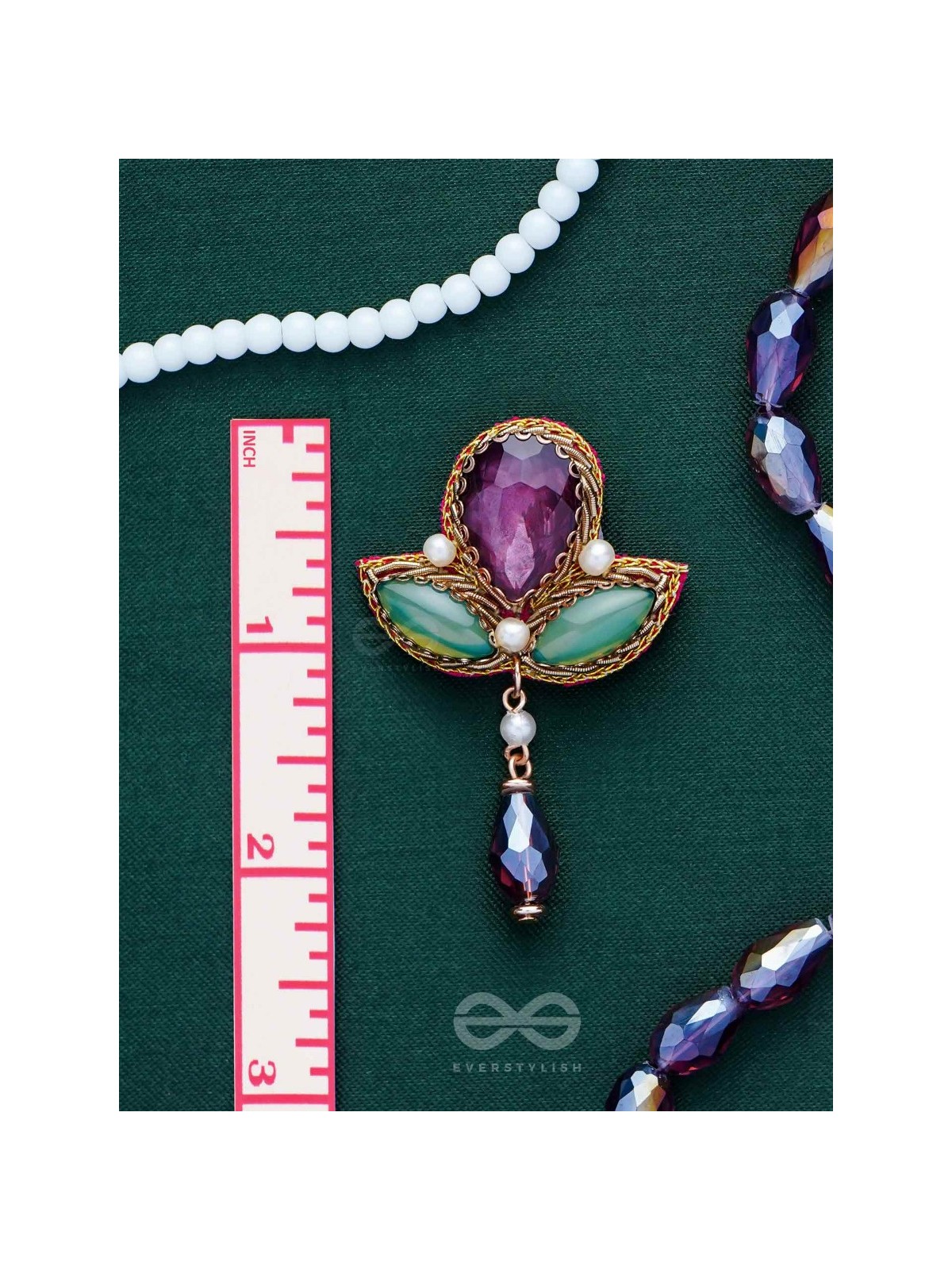 MANIRANJINI - DELIGHTENING IN JEWELS - STONES, BEADS, GLASS AND PEARL DROP EMBROIDERED EARRINGS