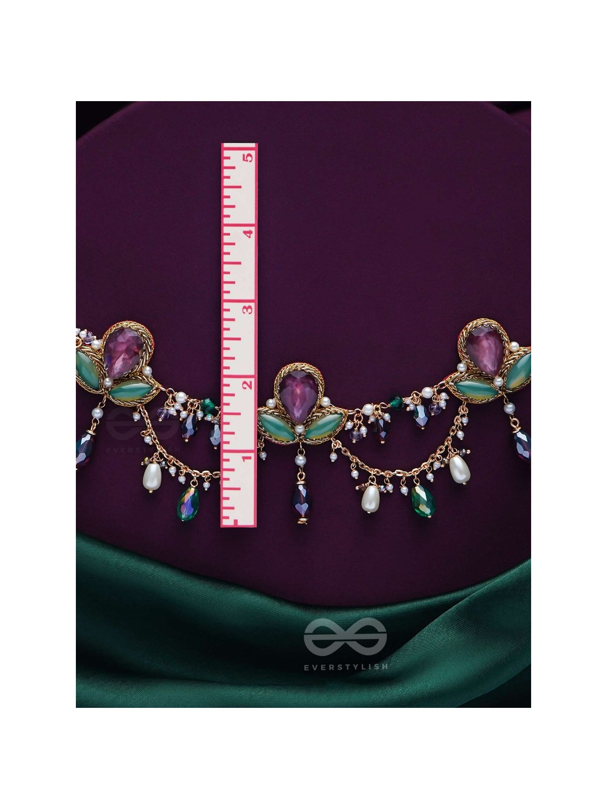 Aabharan - The Royal Ornament - Stones, Beads, Glass And Pearl Drop Embroidered Neckpiece With Anti-Tarnish Coating