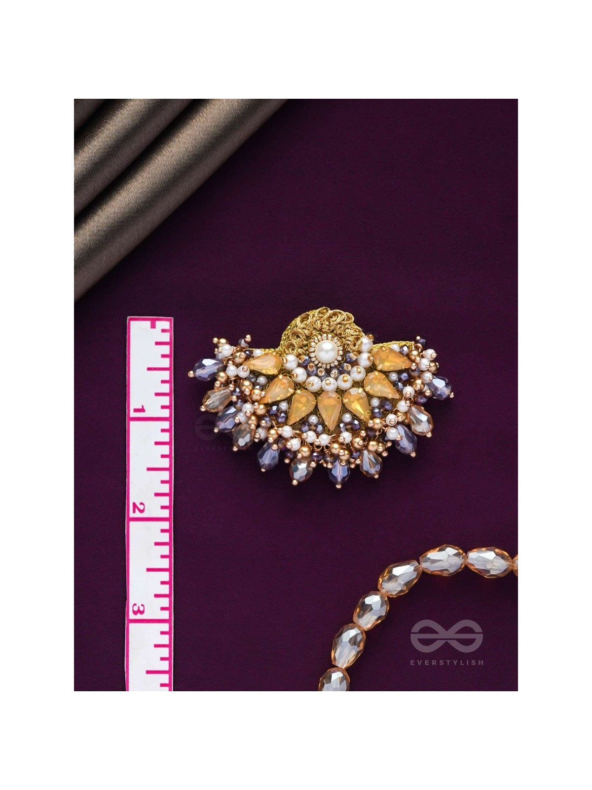 PUSHPAVALLI - TREASURES OF GARDEN -  PEARLS, STONE AND BEADS EMBROIDERED EARRINGS