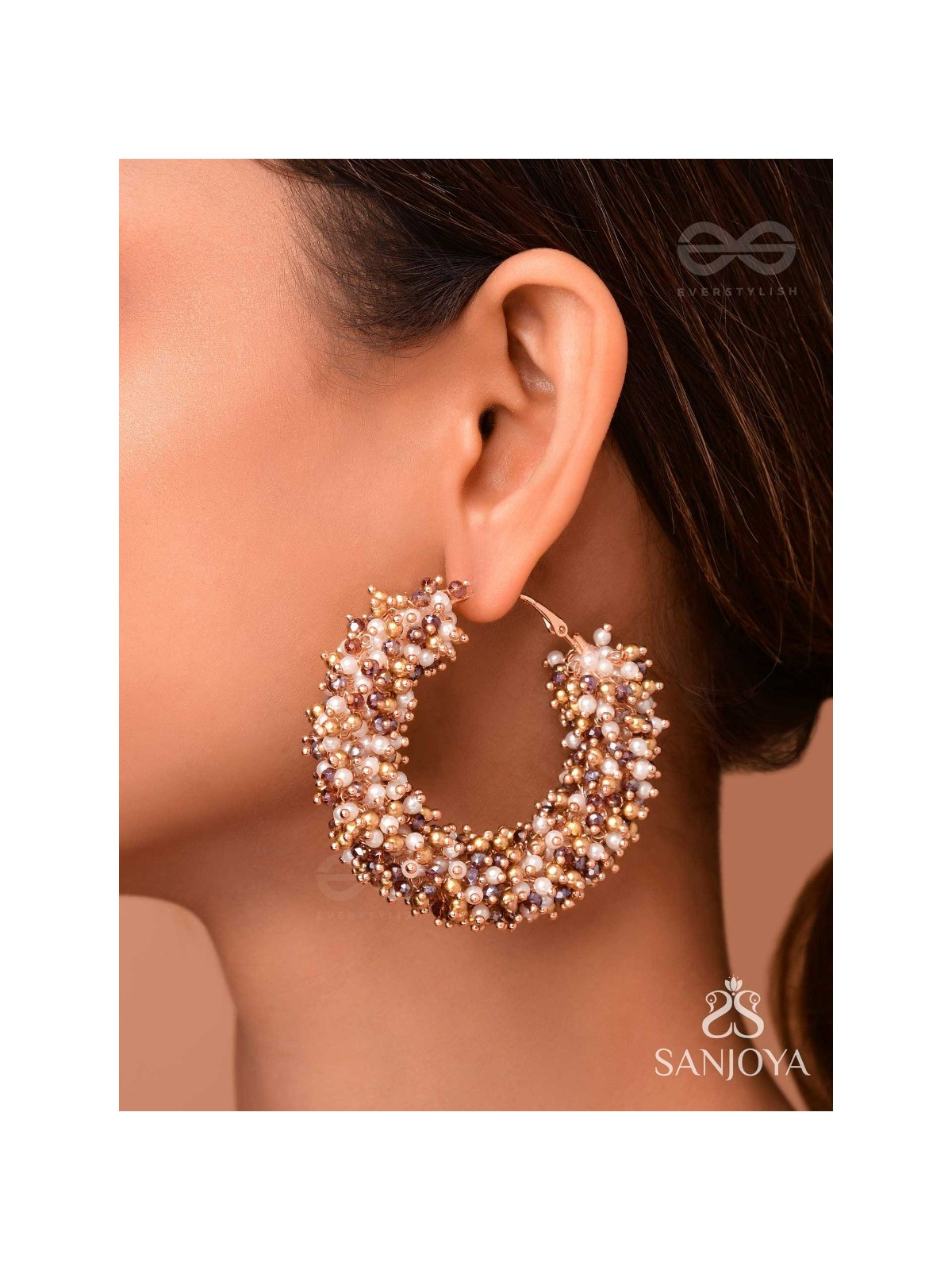 Vilokita - The Shining Garlands -Beaded Hand Embroidered Hoop Earrings