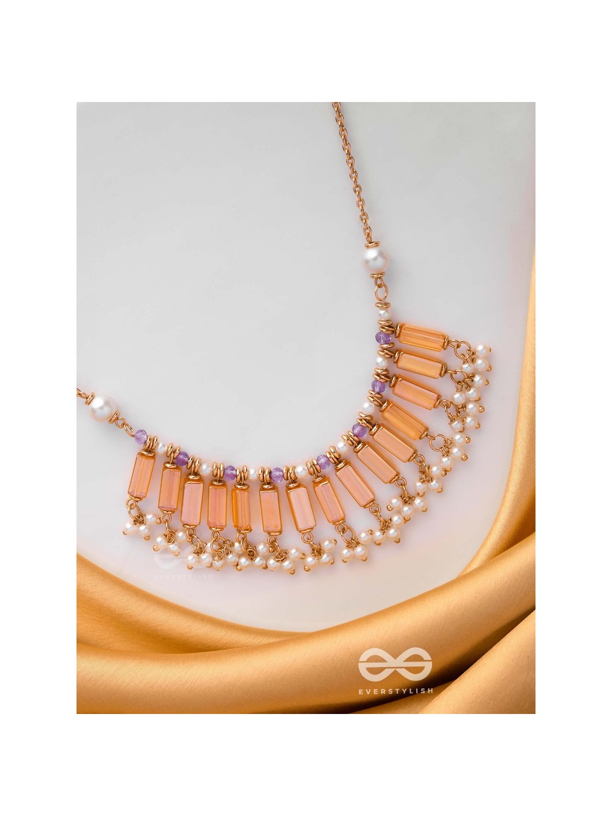The Sunset Hues - Elegant Statement Neckpiece With Anti-Tarnish Coating 